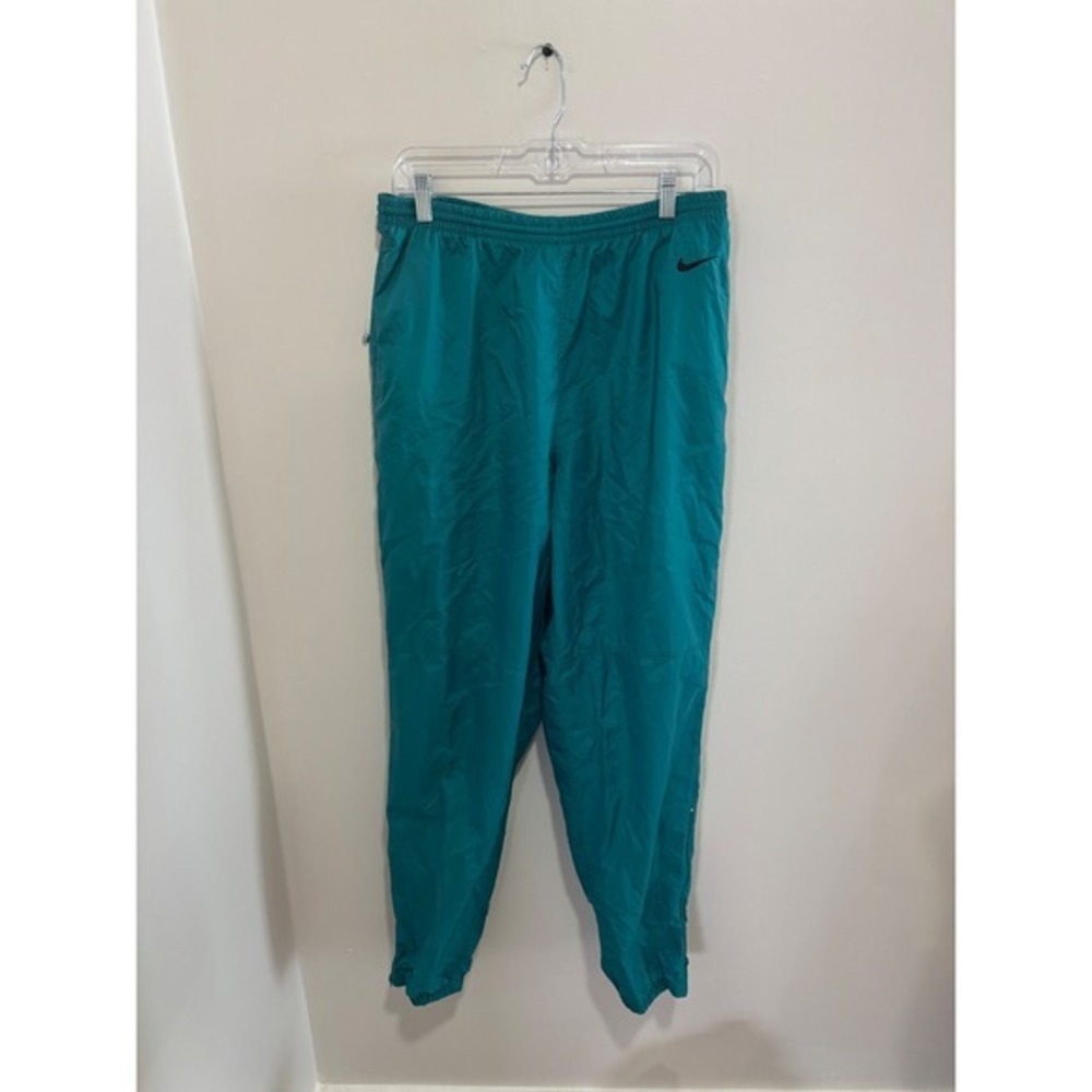 Nike Vintage Teal Green Nylon Track Pants Mens Large Windbreaker Swoosh Logo - Picture 9 of 11